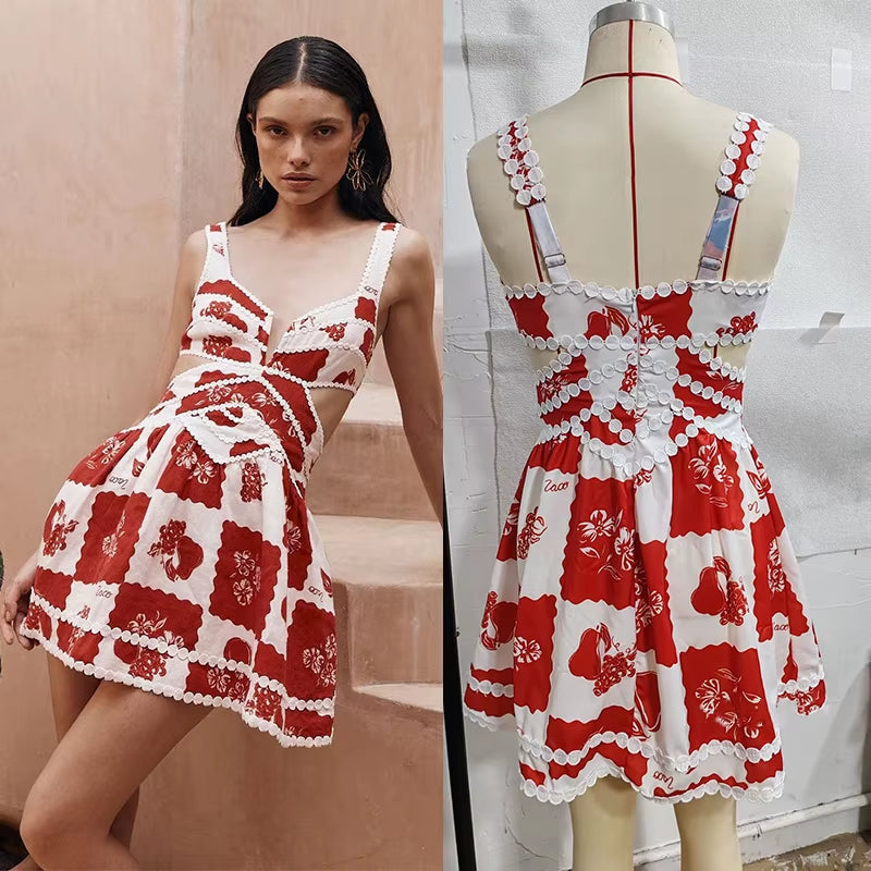 3D Dress Women Elegant Sexy Hollow Out V Neck Mini Robe Female Summer Slim Fashion Puffy Sleeves off Shoulder Dresses Lady